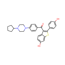 O=C(c1ccc(N2CCN(C3CCCC3)CC2)cc1)c1c(-c2ccc(O)cc2)sc2cc(O)ccc12 ZINC000028134101