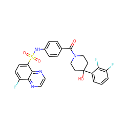 O=C(c1ccc(NS(=O)(=O)c2ccc(F)c3nccnc23)cc1)N1CCC(O)(c2cccc(F)c2F)CC1 ZINC000653678286