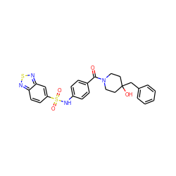 O=C(c1ccc(NS(=O)(=O)c2ccc3nsnc3c2)cc1)N1CCC(O)(Cc2ccccc2)CC1 ZINC000221259723