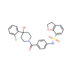 O=C(c1ccc(NS(=O)(=O)c2cccc3c2OCC3)cc1)N1CCC(O)(c2ccccc2Cl)CC1 ZINC000221260890