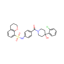 O=C(c1ccc(NS(=O)(=O)c2cccc3c2OCCC3)cc1)N1CCC(O)(c2ccccc2Cl)CC1 ZINC000220623810