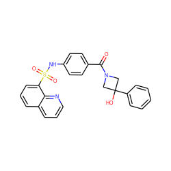 O=C(c1ccc(NS(=O)(=O)c2cccc3cccnc23)cc1)N1CC(O)(c2ccccc2)C1 ZINC000200258463