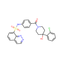 O=C(c1ccc(NS(=O)(=O)c2cccc3ccnnc23)cc1)N1CCC(O)(c2ccccc2Cl)CC1 ZINC000221278916