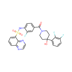 O=C(c1ccc(NS(=O)(=O)c2cccc3nccnc23)c(F)c1)N1CCC(O)(c2cccc(F)c2F)CC1 ZINC000217635278