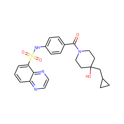 O=C(c1ccc(NS(=O)(=O)c2cccc3nccnc23)cc1)N1CCC(O)(CC2CC2)CC1 ZINC000217614518