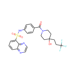 O=C(c1ccc(NS(=O)(=O)c2cccc3nccnc23)cc1)N1CCC(O)(CCC(F)(F)F)CC1 ZINC000221271751