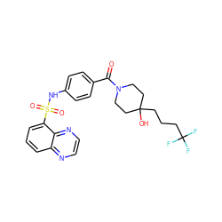 O=C(c1ccc(NS(=O)(=O)c2cccc3nccnc23)cc1)N1CCC(O)(CCCC(F)(F)F)CC1 ZINC000217621282