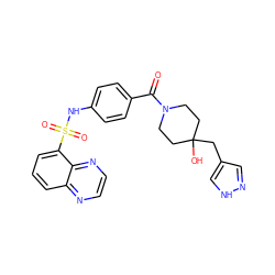 O=C(c1ccc(NS(=O)(=O)c2cccc3nccnc23)cc1)N1CCC(O)(Cc2cn[nH]c2)CC1 ZINC000217780349