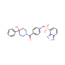 O=C(c1ccc(NS(=O)(=O)c2cccc3nsnc23)cc1)N1CCC(O)(c2ccccc2)CC1 ZINC000221285885