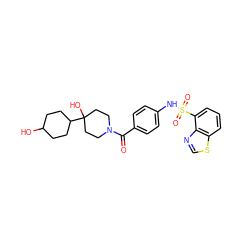 O=C(c1ccc(NS(=O)(=O)c2cccc3scnc23)cc1)N1CCC(O)(C2CCC(O)CC2)CC1 ZINC000217763009