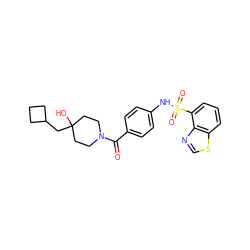 O=C(c1ccc(NS(=O)(=O)c2cccc3scnc23)cc1)N1CCC(O)(CC2CCC2)CC1 ZINC000217622408