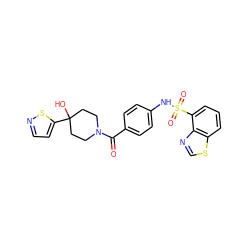 O=C(c1ccc(NS(=O)(=O)c2cccc3scnc23)cc1)N1CCC(O)(c2ccns2)CC1 ZINC000217725181