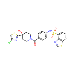 O=C(c1ccc(NS(=O)(=O)c2cccc3scnc23)cc1)N1CCC(O)(c2nc(Cl)cs2)CC1 ZINC000220521382