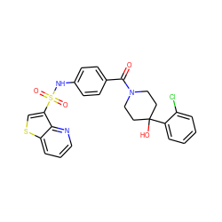 O=C(c1ccc(NS(=O)(=O)c2csc3cccnc23)cc1)N1CCC(O)(c2ccccc2Cl)CC1 ZINC000221271981