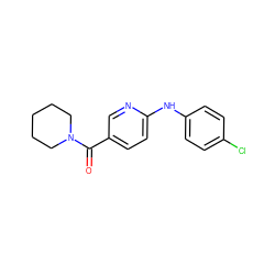 O=C(c1ccc(Nc2ccc(Cl)cc2)nc1)N1CCCCC1 ZINC000001340937