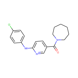 O=C(c1ccc(Nc2ccc(Cl)cc2)nc1)N1CCCCCC1 ZINC000045352427