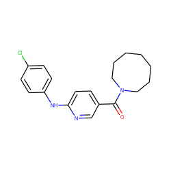 O=C(c1ccc(Nc2ccc(Cl)cc2)nc1)N1CCCCCCC1 ZINC000045366932