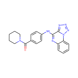 O=C(c1ccc(Nc2nc3ccccc3n3nnnc23)cc1)N1CCCCC1 ZINC000205766600