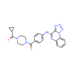 O=C(c1ccc(Nc2nc3ccccc3n3nnnc23)cc1)N1CCN(C(=O)C2CC2)CC1 ZINC000205746315