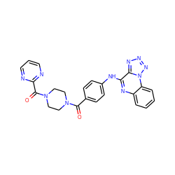 O=C(c1ccc(Nc2nc3ccccc3n3nnnc23)cc1)N1CCN(C(=O)c2ncccn2)CC1 ZINC000205755803