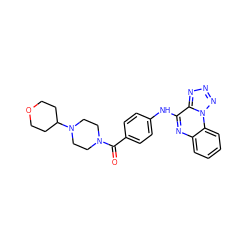 O=C(c1ccc(Nc2nc3ccccc3n3nnnc23)cc1)N1CCN(C2CCOCC2)CC1 ZINC001772575527