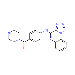 O=C(c1ccc(Nc2nc3ccccc3n3nnnc23)cc1)N1CCNCC1 ZINC000205759871