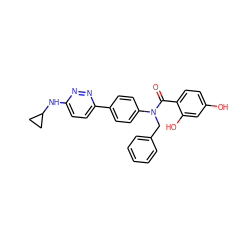 O=C(c1ccc(O)cc1O)N(Cc1ccccc1)c1ccc(-c2ccc(NC3CC3)nn2)cc1 ZINC000653667730