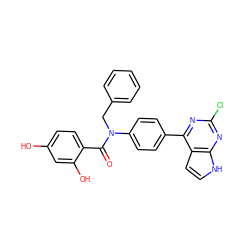 O=C(c1ccc(O)cc1O)N(Cc1ccccc1)c1ccc(-c2nc(Cl)nc3[nH]ccc23)cc1 ZINC000653763889