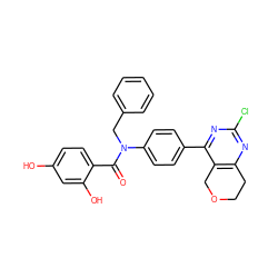 O=C(c1ccc(O)cc1O)N(Cc1ccccc1)c1ccc(-c2nc(Cl)nc3c2COCC3)cc1 ZINC000653670151