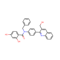 O=C(c1ccc(O)cc1O)N(Cc1ccccc1)c1ccc(-c2nc3ccccc3cc2CO)cc1 ZINC000653686923