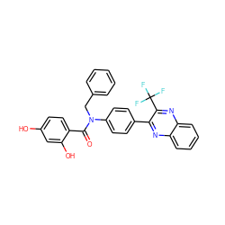 O=C(c1ccc(O)cc1O)N(Cc1ccccc1)c1ccc(-c2nc3ccccc3nc2C(F)(F)F)cc1 ZINC000653767432