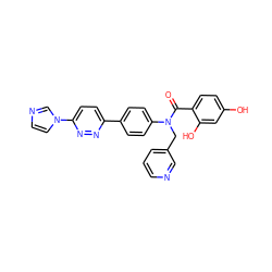 O=C(c1ccc(O)cc1O)N(Cc1cccnc1)c1ccc(-c2ccc(-n3ccnc3)nn2)cc1 ZINC000653762244