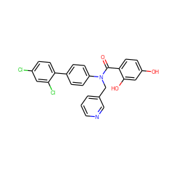 O=C(c1ccc(O)cc1O)N(Cc1cccnc1)c1ccc(-c2ccc(Cl)cc2Cl)cc1 ZINC000653764968