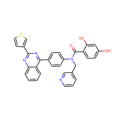 O=C(c1ccc(O)cc1O)N(Cc1cccnc1)c1ccc(-c2nc(-c3ccsc3)nc3ccccc23)cc1 ZINC000653760519