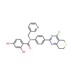 O=C(c1ccc(O)cc1O)N(Cc1cccnc1)c1ccc(-c2nc(Cl)c3c(n2)CCSC3)cc1 ZINC000653778471