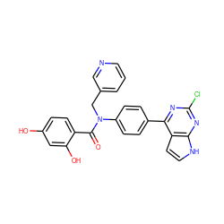 O=C(c1ccc(O)cc1O)N(Cc1cccnc1)c1ccc(-c2nc(Cl)nc3[nH]ccc23)cc1 ZINC000653678292