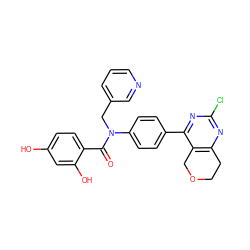 O=C(c1ccc(O)cc1O)N(Cc1cccnc1)c1ccc(-c2nc(Cl)nc3c2COCC3)cc1 ZINC000653678269