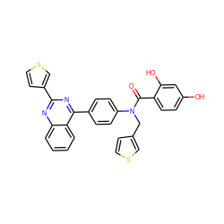 O=C(c1ccc(O)cc1O)N(Cc1ccsc1)c1ccc(-c2nc(-c3ccsc3)nc3ccccc23)cc1 ZINC000653752986