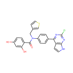 O=C(c1ccc(O)cc1O)N(Cc1ccsc1)c1ccc(-c2nc(Cl)nc3[nH]ccc23)cc1 ZINC000653678372