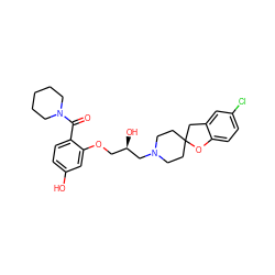 O=C(c1ccc(O)cc1OC[C@@H](O)CN1CCC2(CC1)Cc1cc(Cl)ccc1O2)N1CCCCC1 ZINC000096271611