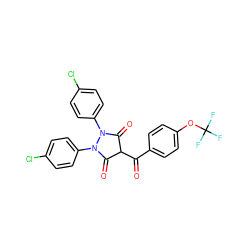 O=C(c1ccc(OC(F)(F)F)cc1)C1C(=O)N(c2ccc(Cl)cc2)N(c2ccc(Cl)cc2)C1=O ZINC000101066475