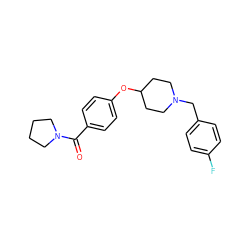 O=C(c1ccc(OC2CCN(Cc3ccc(F)cc3)CC2)cc1)N1CCCC1 ZINC000012438577