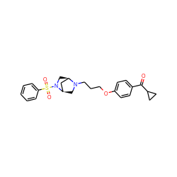 O=C(c1ccc(OCCCN2C[C@@H]3C[C@H]2CN3S(=O)(=O)c2ccccc2)cc1)C1CC1 ZINC000013859912