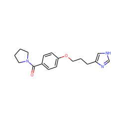 O=C(c1ccc(OCCCc2c[nH]cn2)cc1)N1CCCC1 ZINC000013813090