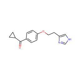 O=C(c1ccc(OCCc2c[nH]cn2)cc1)C1CC1 ZINC000026401599