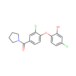 O=C(c1ccc(Oc2ccc(Cl)cc2O)c(Cl)c1)N1CCCC1 ZINC000028530915