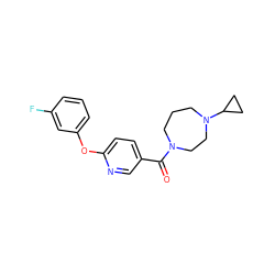 O=C(c1ccc(Oc2cccc(F)c2)nc1)N1CCCN(C2CC2)CC1 ZINC000053294623