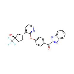 O=C(c1ccc(Oc2ncccc2[C@@H]2CC[C@](O)(C(F)(F)F)C2)cc1)c1nc2ccccc2[nH]1 ZINC000139605005