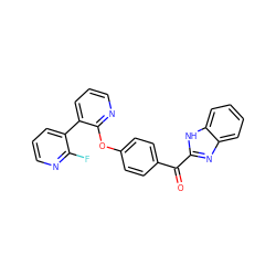 O=C(c1ccc(Oc2ncccc2-c2cccnc2F)cc1)c1nc2ccccc2[nH]1 ZINC000148303750