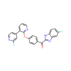 O=C(c1ccc(Oc2ncccc2-c2ccnc(F)c2)cc1)c1nc2cc(F)ccc2[nH]1 ZINC000139829649